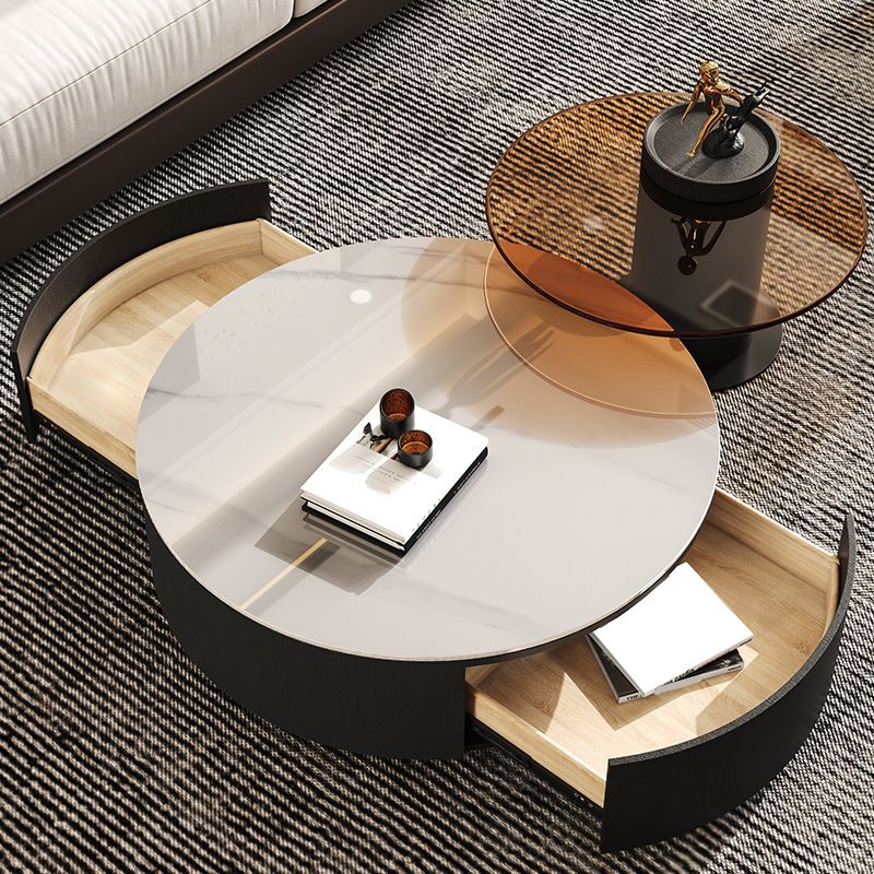 Glass Modern Round Side Table Bedroom No Distressing End Table