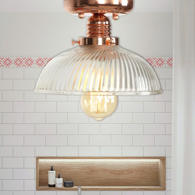 Cuivre 1 Light Ceiling Lighting Industrial Clear Glass Globe / Pear / Bowl Shade Semi Flush Light