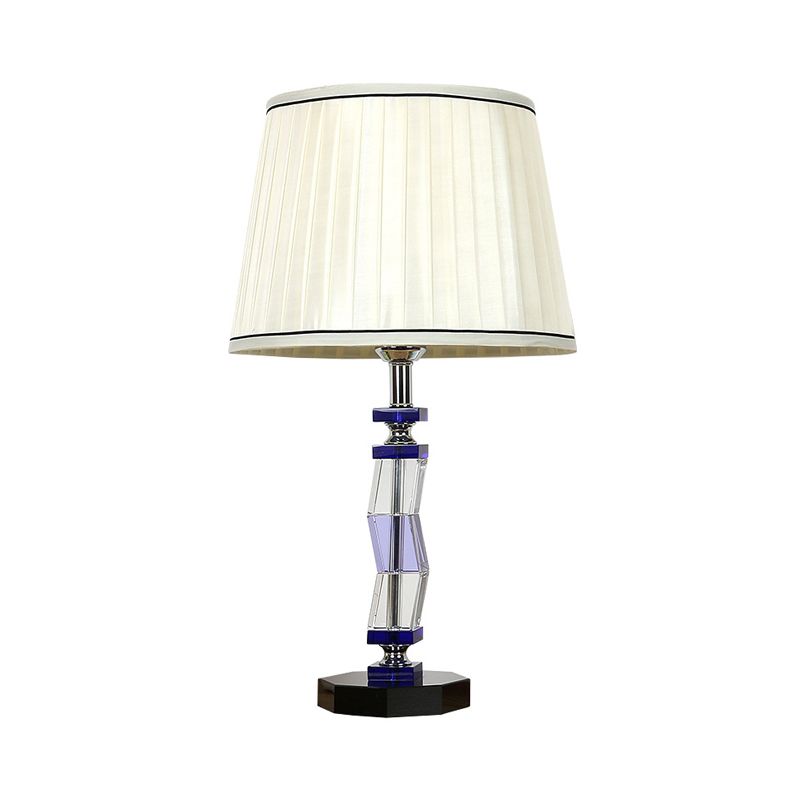 Tapered Drum Bedroom Table Lamp Countryside Fabric Single Light White Night Light