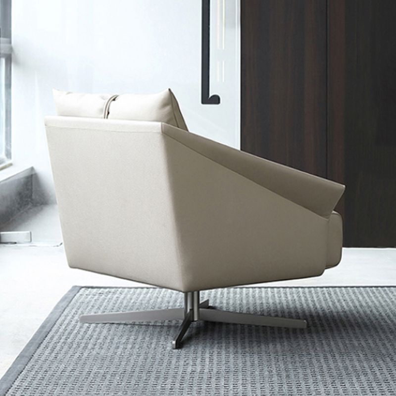 Solid Color Faux Leather Arms Included Swivel with Cushion Barrel Chair