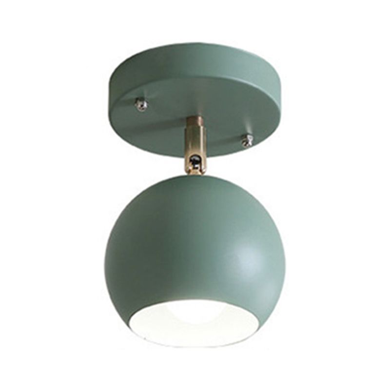 Colorful Macaron Semicircle Flush Mount Ceiling Light Metallic LED Lamp for Bedroom