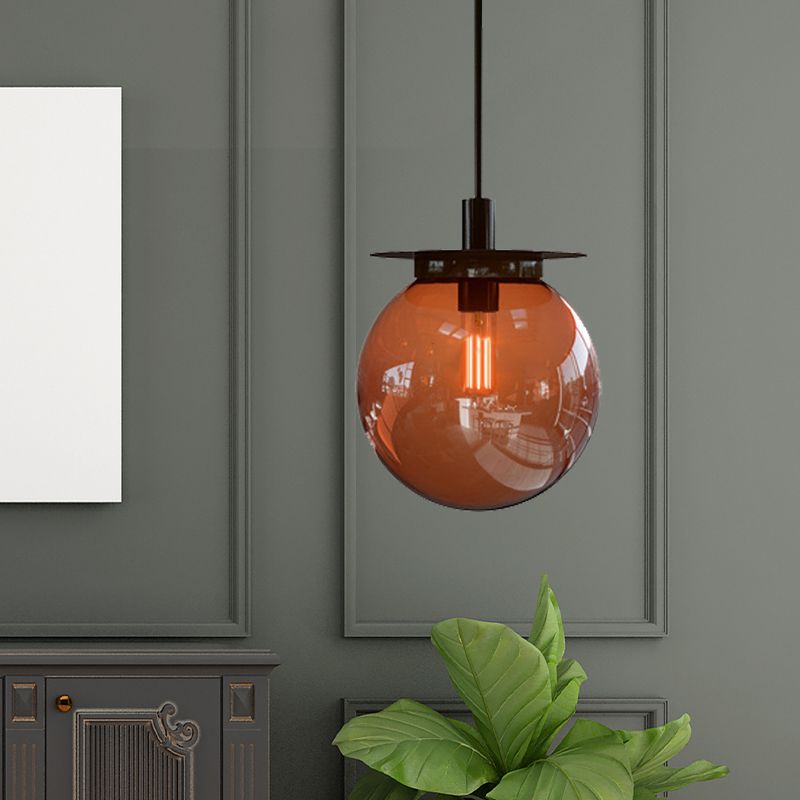 Globe comedor kit de lámpara colgante naranja/azul/vidrio transparente 1 cabeza de lámpara colgante moderna