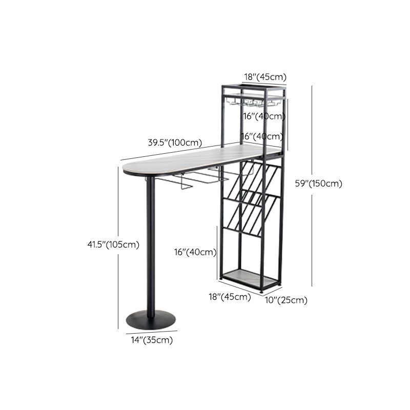Modern Pub Table with Storage Base Specialty Stone Top Bar Table