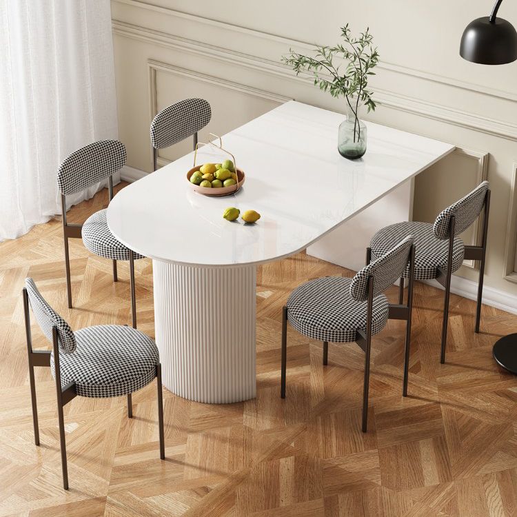 Sintered Stone White Esstisch Einfachheitstisch mit doppelter Sockel für Esszimmer