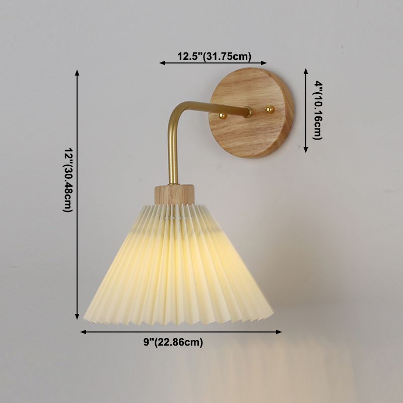 1 Light Flared Wall Mounted Light Fixture Modern Style Wood Wall Sconce Lights in White