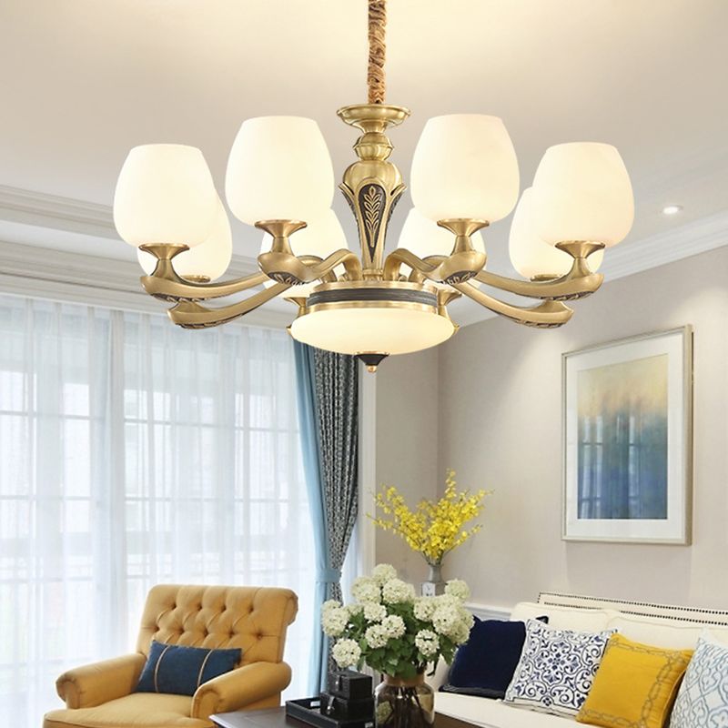 Glass American Chandelier Bowl Shape Multi Light Hanging Light pour le restaurant