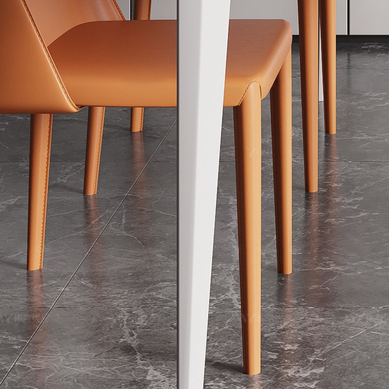 Minimalist Style Dining Room Set Sintered Stone Top Dinette Set with Metal 4 Legs Base