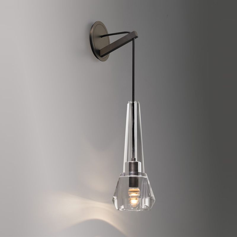 Crystal Unique Wall Sconce Modern 1 Light Wall Mount Light Fixture in Black