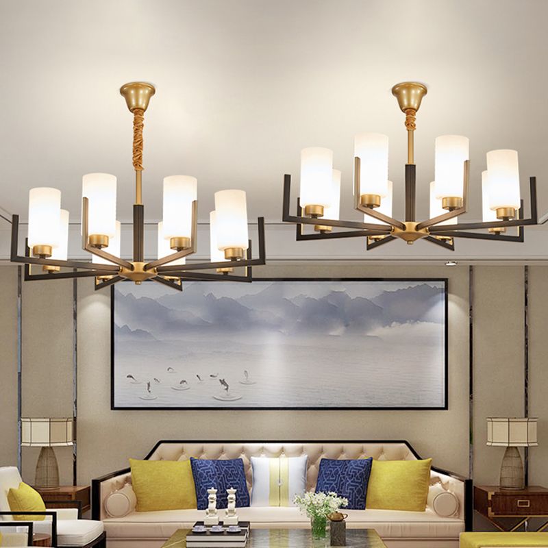 Modern Cylinder Chandelier Glass Multi Light Hanging Light for Bedroom