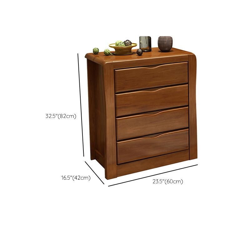 Mid-Century Modern Accent Chest with Drawers in Brown Rubberwood