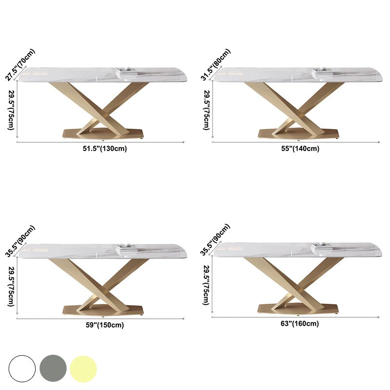 Luxury Sintered Stone Dining Table Rectangle Shape Table with Single Pedestal Base