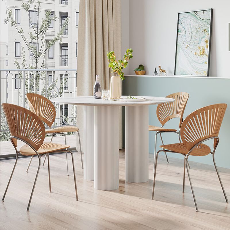 Contemporary Sintered Stone Dining Table Round Dinner Room Table with Pedestal Base