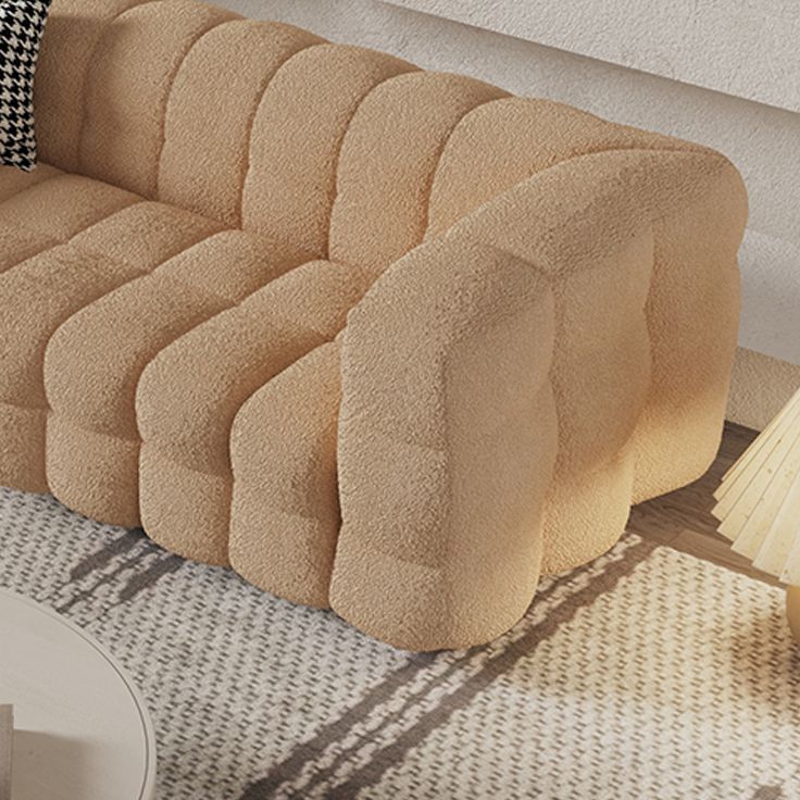Scandinavian Sofa Beige Living Room Tuxedo Arm Standard Tufted Settee