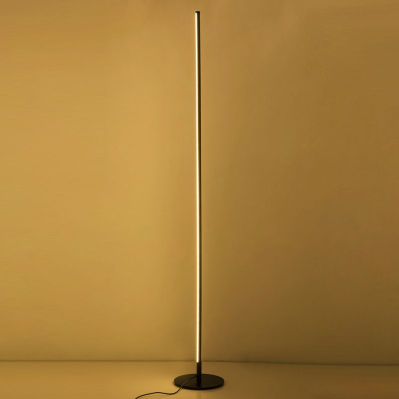 Slim Rod Shaped Standing Lamp Simplicity Metal Living Room LED Floor Light with Foot Switch