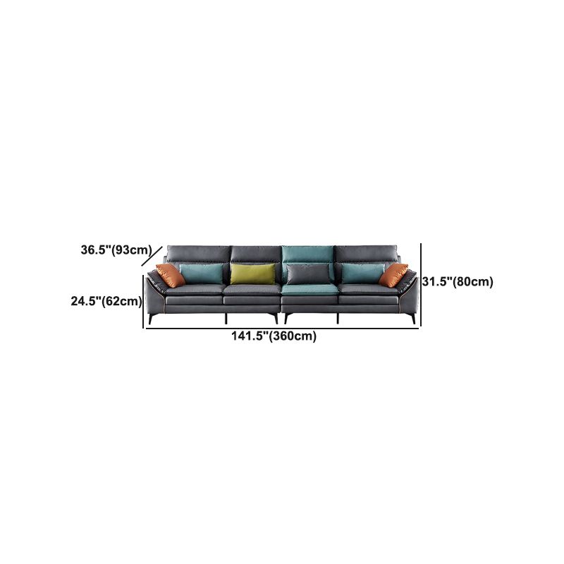 Dark Gray Pillowed Back Cushions Contemporary Stain-Resistant Sofa