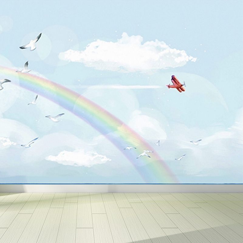 Blue Seaside Landscape Mural Decal Ocean Children's Art Stain Resistant Wall Covering