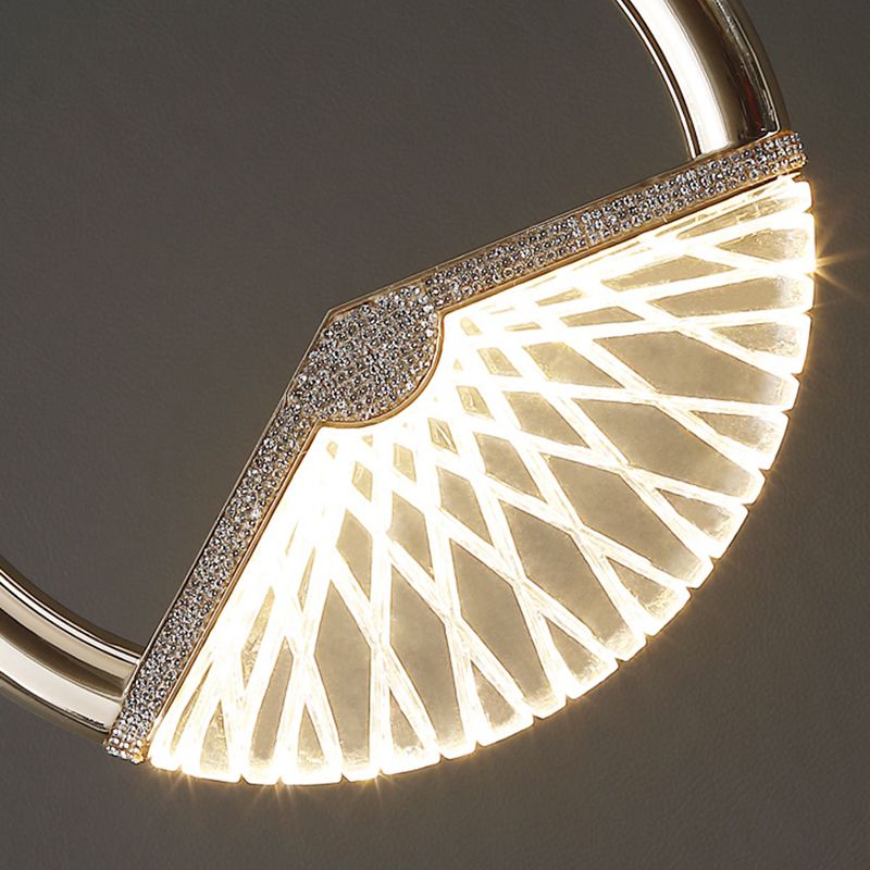 Eenvoud Led Down Lighting Hanging hanglagersring Hanglamp met faux kristalschaduw