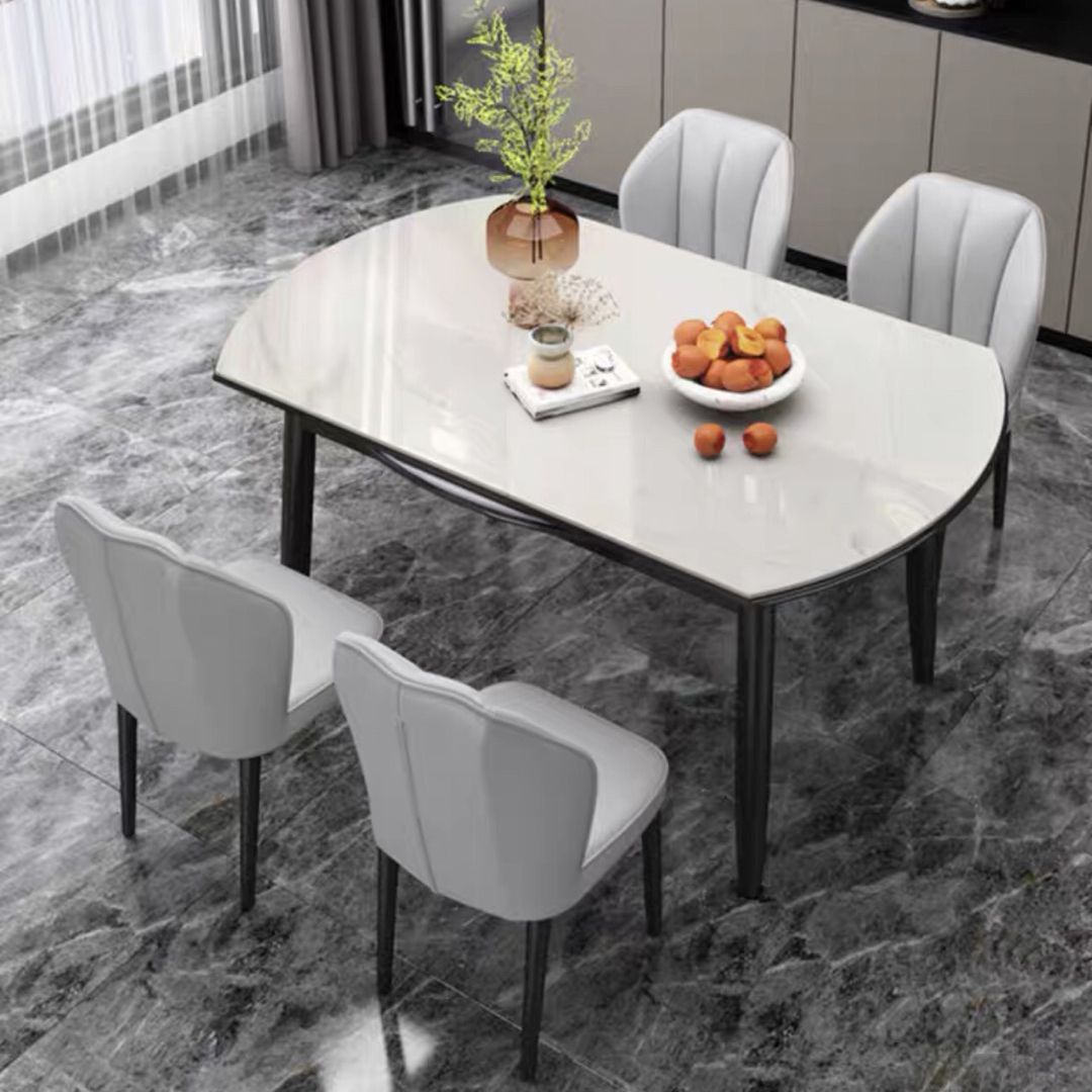 Kitchen Modern Sintered Stone Dining Table of Traditional Height with Space-Saving Dining Room Sets