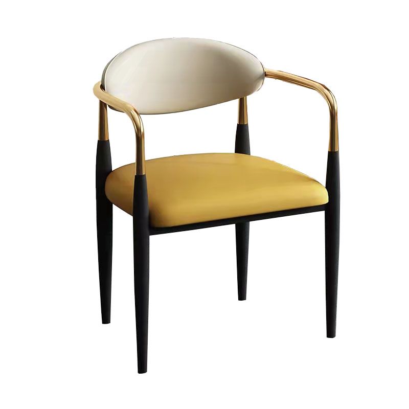 Modern Style Arm Chair Open Back Dining Chair with Metal Legs