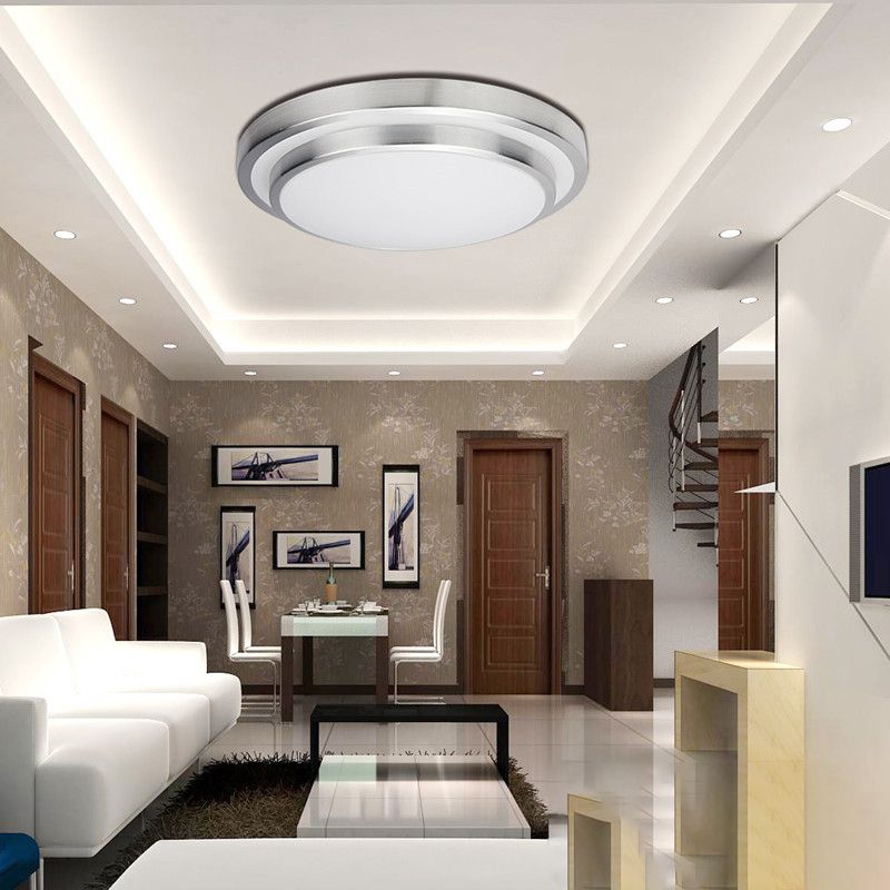 Luces de techo de montaje en superficie LED circulares de estilo moderno Luz de techo empotrada de aluminio en plata