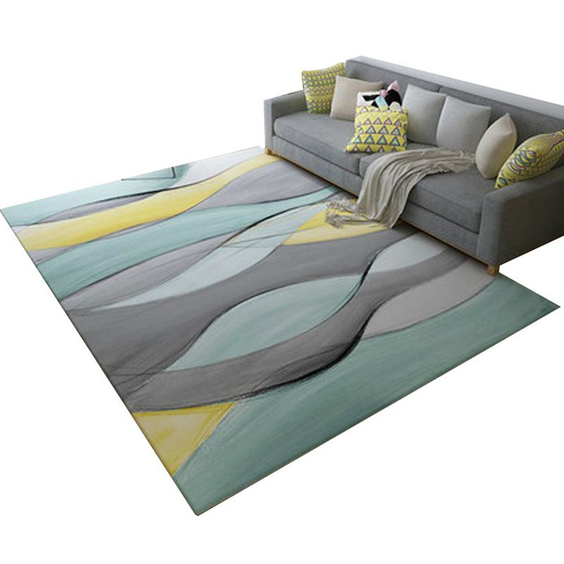 Modern Home Decor Rug Multi Color Abstract Print Area Carpet Synthetics Non-Slip Backing Pet Friendly Rug