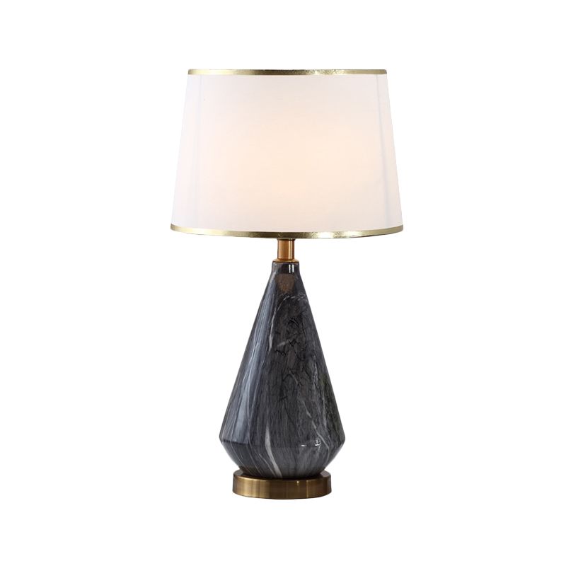 1 Head Study Task Lamp Modernist Black Reading Book Light with Flared Fabric Shade