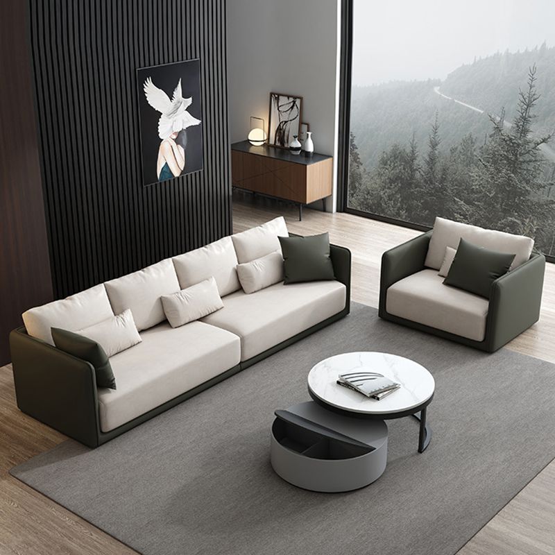 Faux Leather Sectional/Sofa with Pillow Back and Square Arms