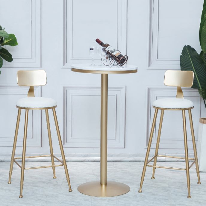 Bar Height Pub Table Glam Metal Pedestal Bar Table for Indoor