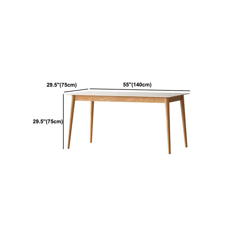 Stone Top Dining Table Traditional Luxury Rectangle Dining Table with 4 Wood Legs