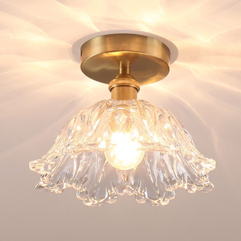 Modern Ceiling Mount Light 1-Light Ceiling Light with Glass Shade for Bedroom