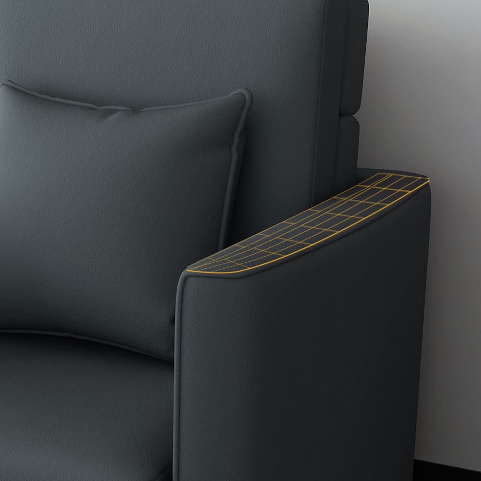 Metal Frame Futon Chairs Faux leather Square Arms Sofa Bed with Upholstered, 31.49" Wide