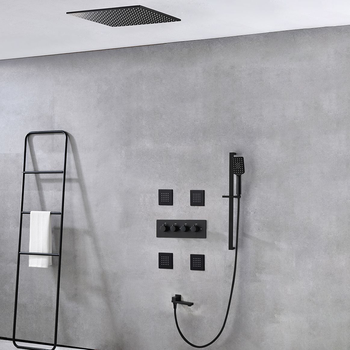 Modern Shower Trim Brass Slide Bar Included Adjustable Shower Head Shower Combo