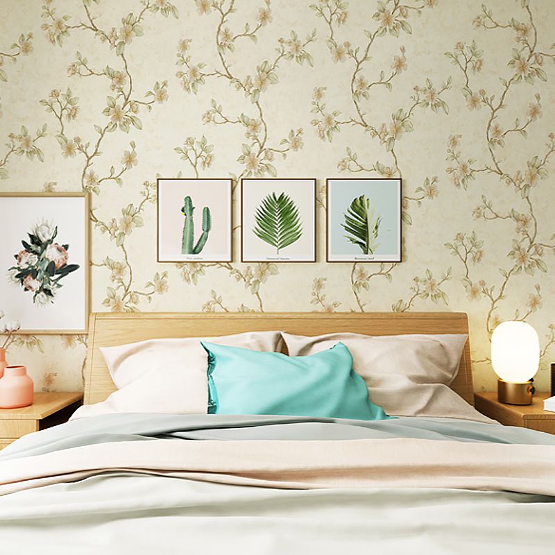 Peach Blossom Wallpaper Roll Farmhouse Waterproof Bedroom Wall Decoration, 57.1-sq ft