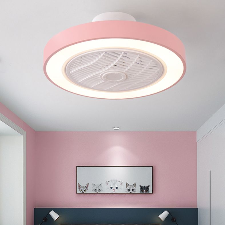 Trommeldecke Lüfter Licht Nordic Metall LED Schlafzimmer Halbflush Licht mit Fernbedienung