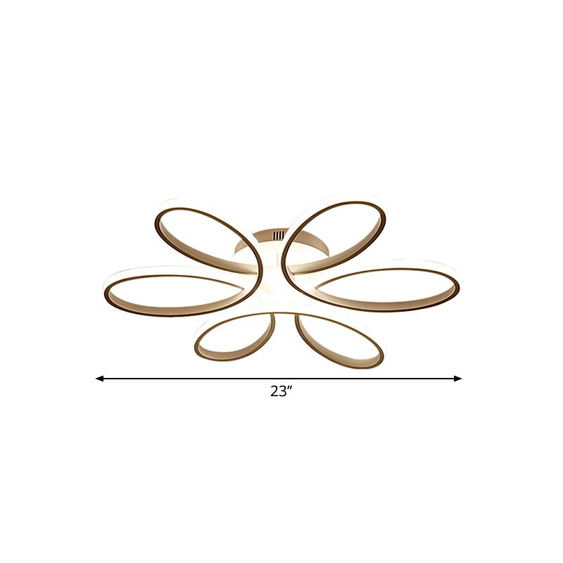 Blooming Flower Hotel Ceiling Light Fixture Metal Modernist LED Semi Flush Mount in Warm/White Light, 23"/29" Wide