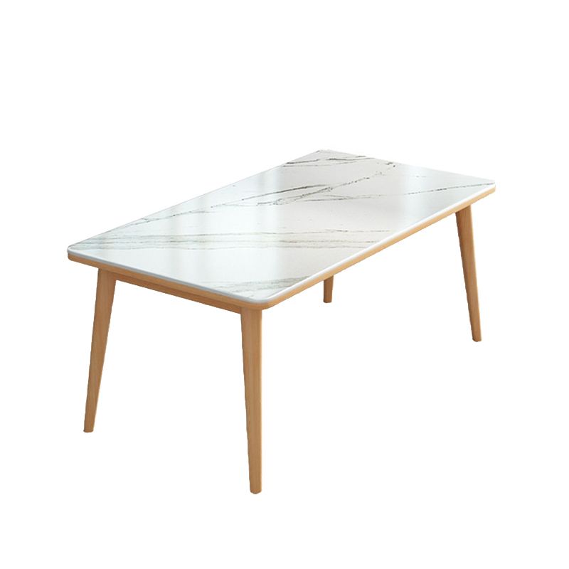 White - Natural Dining Room Table Contemporary 4 Legs Dinette Table