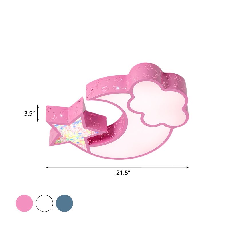 Acrylic Starry Sky Flush Light Fixture Nordic LED Flush Mounted Lamp in White/Pink/Blue for Child Bedroom