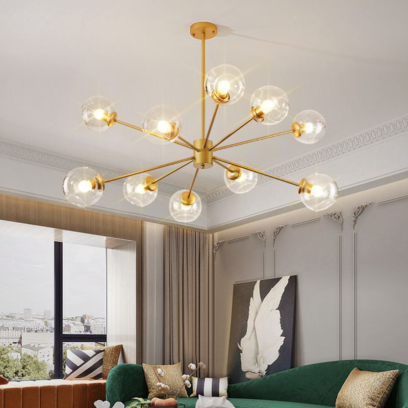 Lampadario in metallo in stile nordico in vetro trasparente in vetro sfumatura molecolare Modellazione molecolare Ciondolo per soggiorno