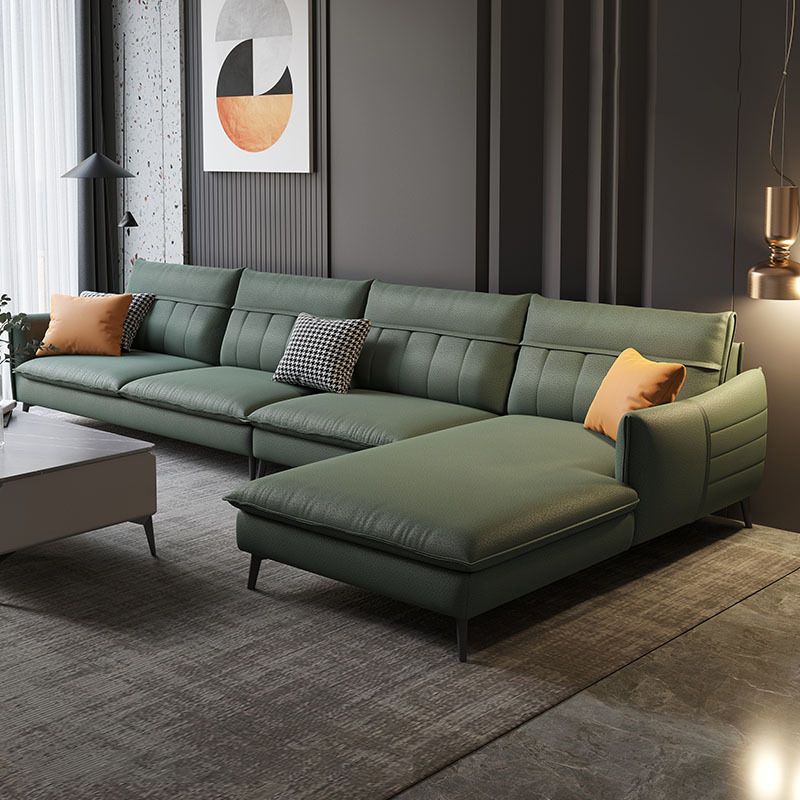 Nordic Stationary Square Arm Faux Leather Living Room Cushions Sofa Chaise