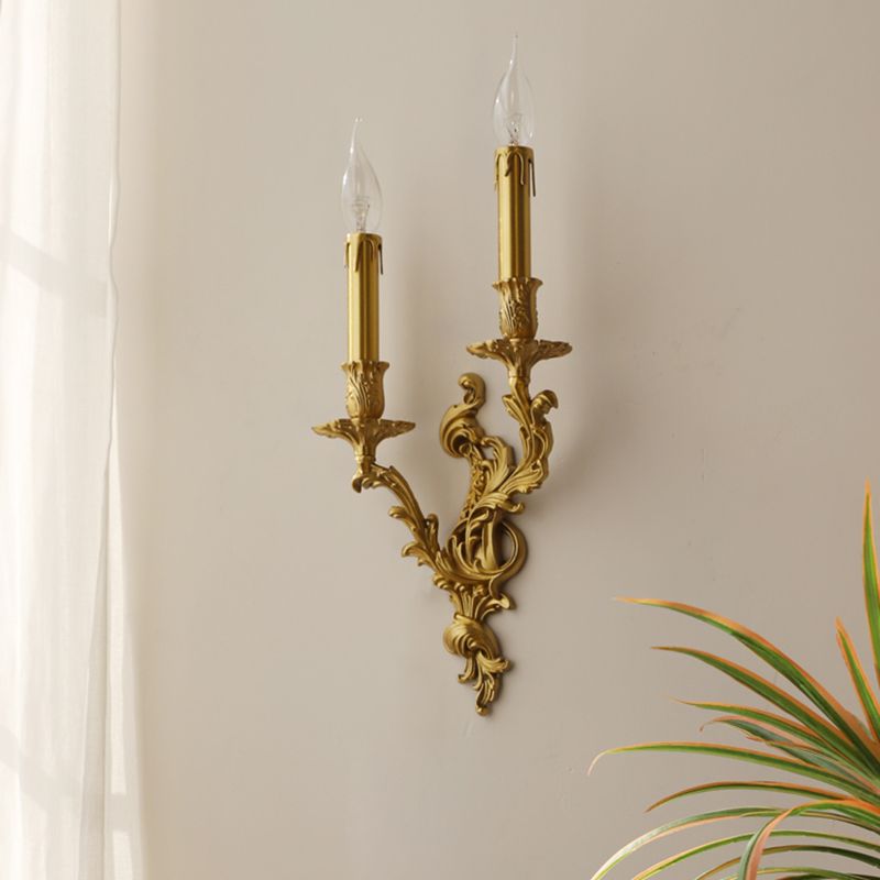 Contemporary Metal Wall Light Brassy Shade Wall Lamp for Bedroom