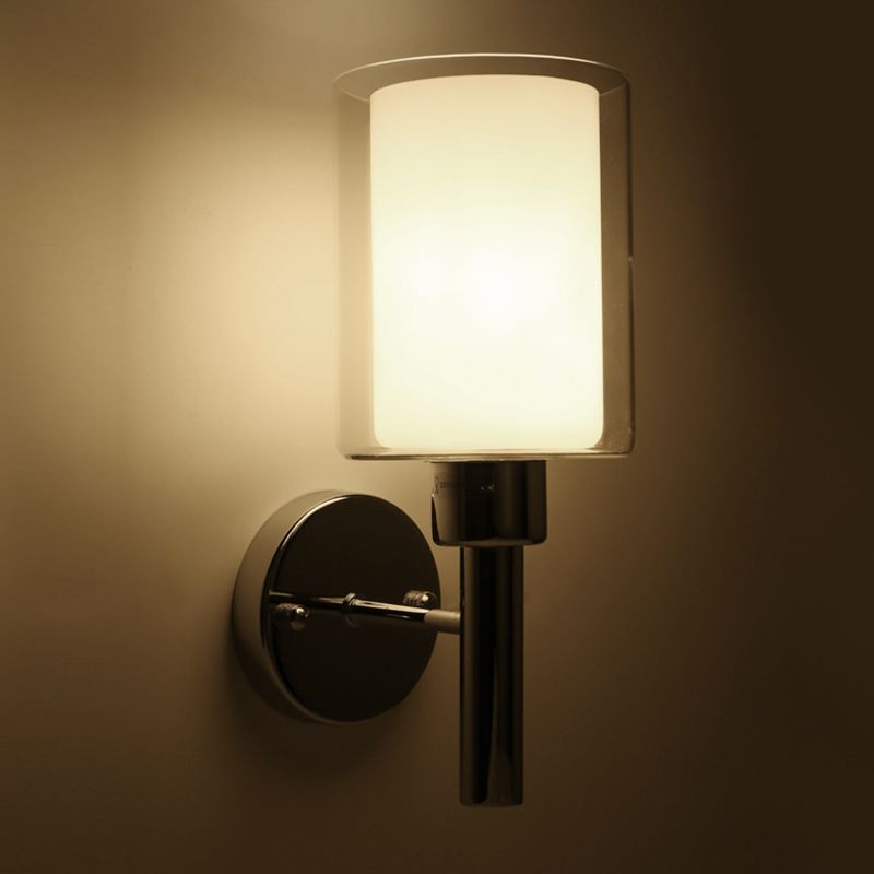Modern Vanity Lamp Cylinder Glass Wall Light Fixture for Bathroom