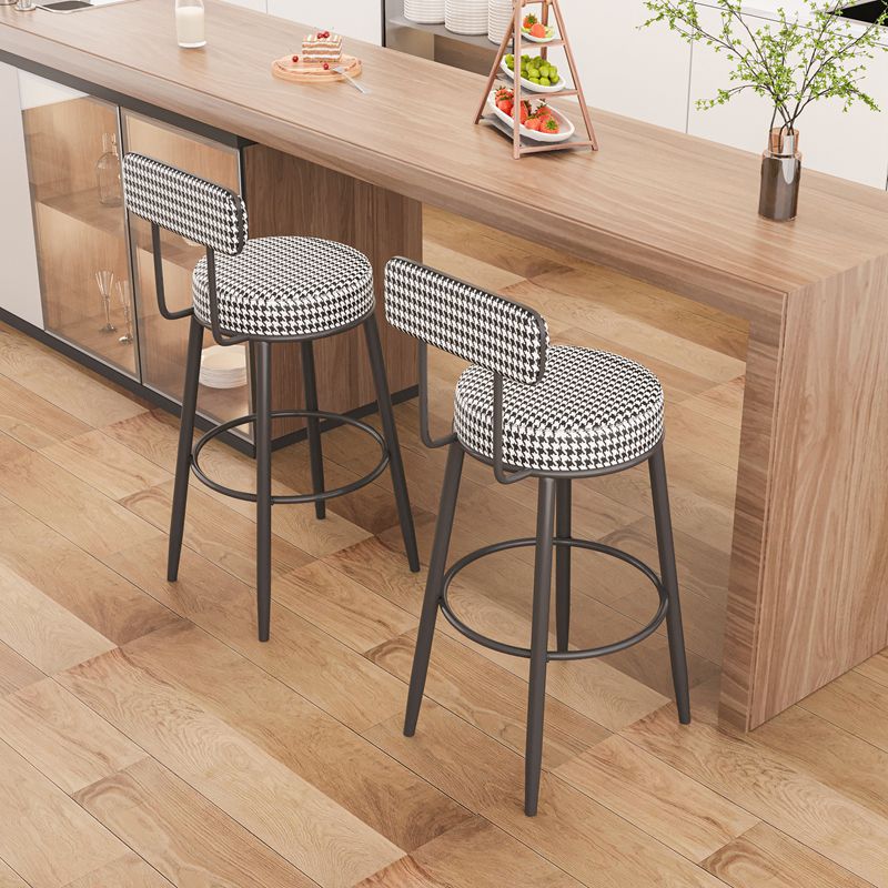 Modern Backrest Armless Counter Stool Iron Cafe Bar Stool with Cushion and Pedal