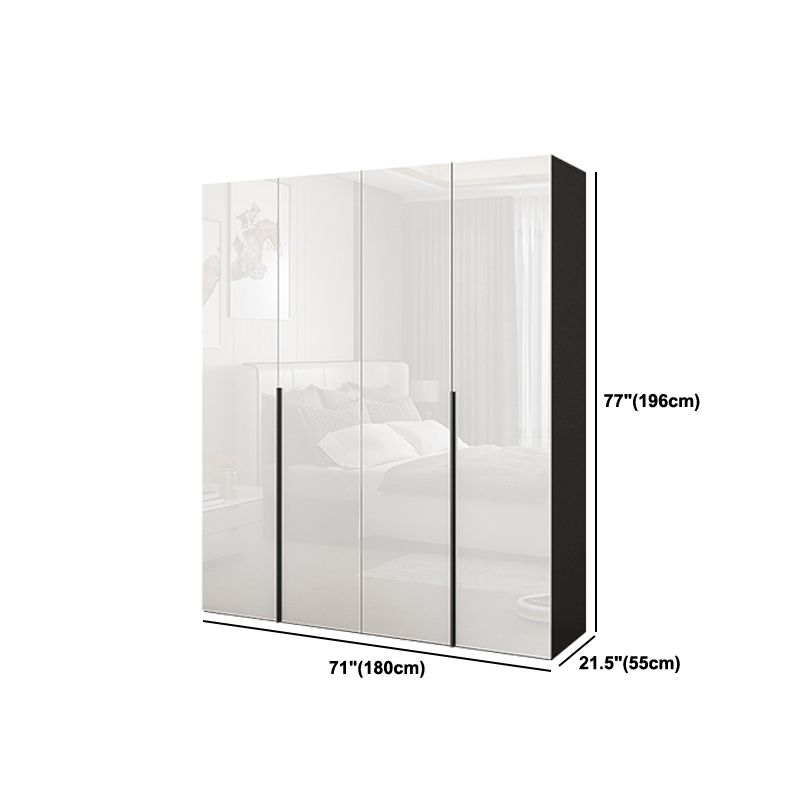 Mirrored Finish Wardrobe Cabinet Engineered Wood Wardrobe with Drawer