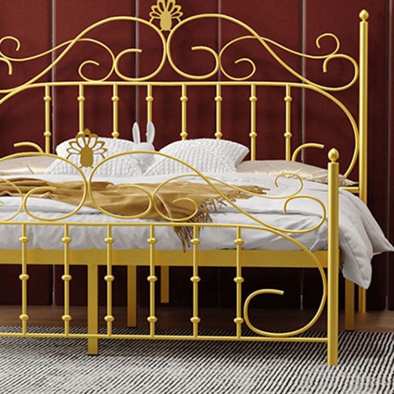 Contemporary Metallic Open-Frame Bed 48.4" Tall Bed with Arched Headboard
