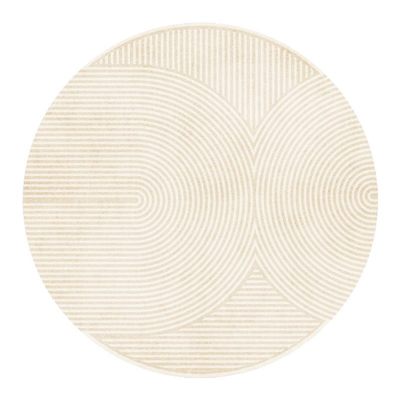 Apricot Line Rug Polyester Casual Rug Non-Slip Backing Rug for Drawing Room