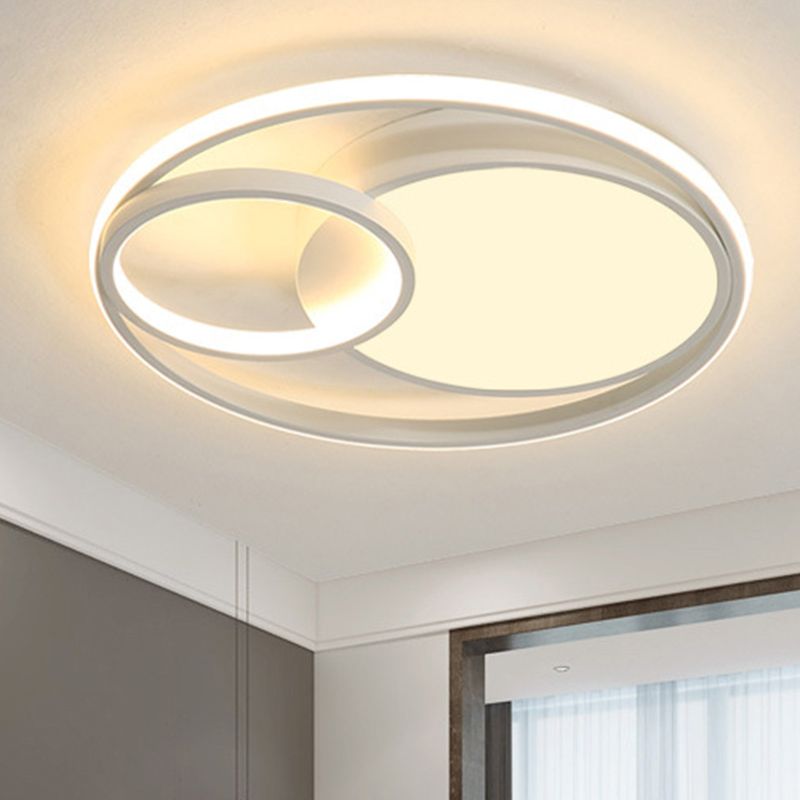 Acrylic Ring Shape Flushmount Lighting Modern Stylish LED Gray/White/Black and White Ceiling Lamp in Warm/White/3 Color Light