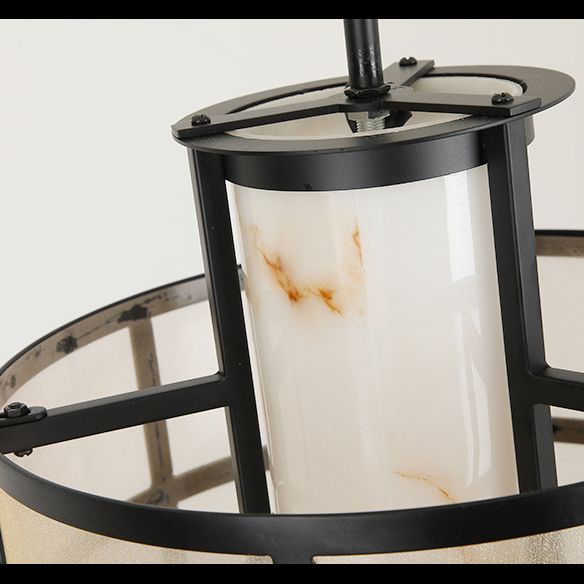 Lámpara colgante de tono de lino de doble cilindro lámpara colgante moderna 1 luz de techo colgante de luz para dormitorio