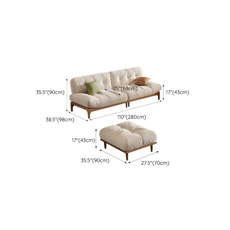 Tropical White Tufted Armless Living Room Faux Leather Seating