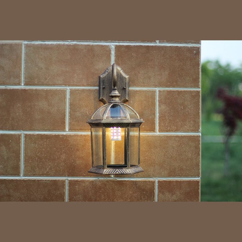 Cylinder Clear Glass Wall Mount Lamp 1-Light Vintage Outdoor Wall Lighting Fixture