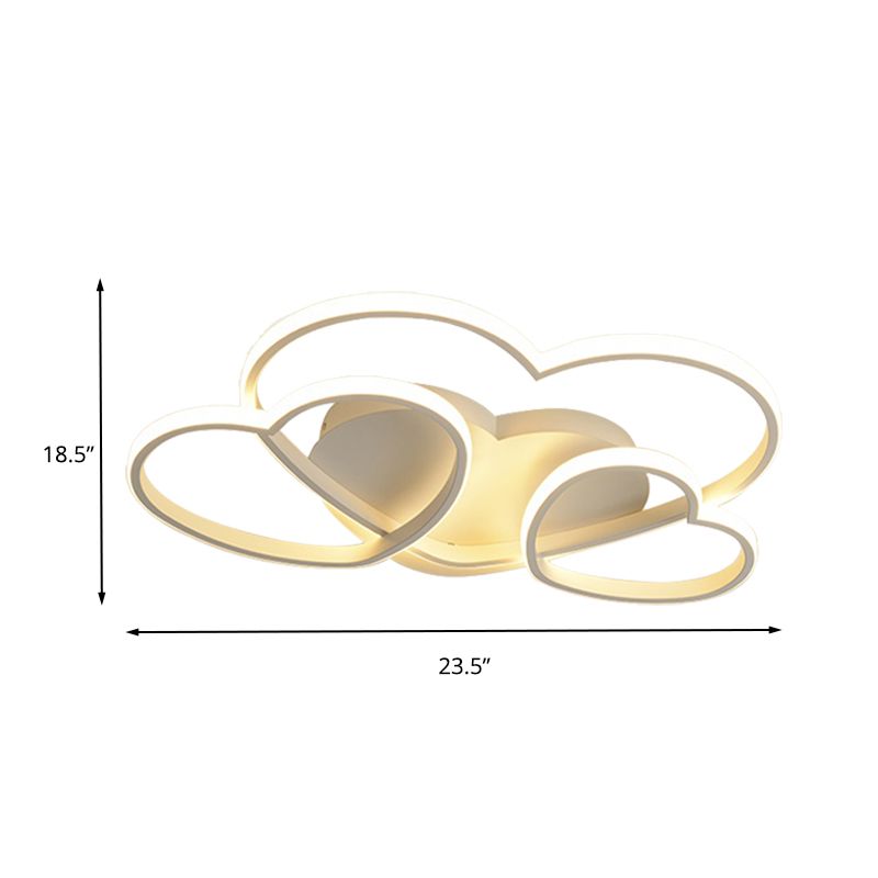 Lámpara de techo LED empotrada en forma de corazón, acrílico nórdico, blanco/rosa/dorado, montaje empotrado en techo para habitación de niños, 19,5 "/23,5" de ancho